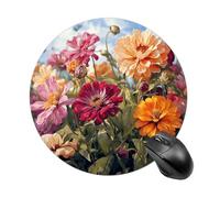 Colorful Spring Summer Flower Mouse Pad Round Laptop Mouse Mat Cute Computer Mousepad Keyboard Pad Non-Slip Desk Pads for Gaming Office Work Home