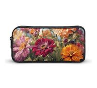 Colorful Spring Summer Flower Pencil Case - Large Aesthetic Makeup Bag Multi-Purpose Pencil Pouch Cute Cosmetic Bag with Zipper Closure for Office, Home, Study & Travel
