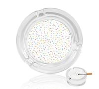 Colorful Sprinkles on A White Glass Ashtray for Cigarettes Portable Decorative Ash Trays for Home Office Decor