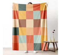 Colorful Square Blanket 30x40 Inch, Geometry Plaid Throw Blankets for Sofa, Funky Checkerboard Fleece Blanket Cozy Lightweight Flannel Blankets, Washable Warm Soft All Season