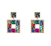 Colorful Square Geometric Earrings, Colorful Rectangle Statement Dangle Earrings for Women, Bohemian Rainbow Square Earrings Boho Jewelry, Colorful Rectangle Geometric Drop Earrings for Girls