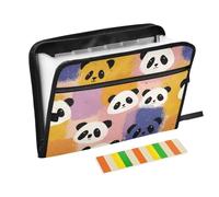 Colorful Square Panda Cartoon Cute Accordion File Folders 13 Pockets A4 Letter Size with Zipper Closure for Office Supply