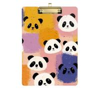 Colorful Square Panda Cartoon Cute Acrylic clipboard mini hardboard Standard Letter A4 Size Plastic for Nursing Student Trade Quest Gold 12x9in Tabla para escribir