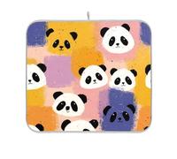 Colorful Square Panda Cartoon Cute Dish mat Reusable Rectangle Small Dish Drainer mat and Rack 16x18 Easy Clean Decorative Home Decor Essentials