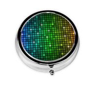 Colorful Square Print Personalised Portable Pillbox with,Mini Pillbox Compact and Convenient Pill Organiser for Storing and Organising Pills