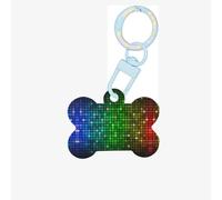 Colorful Square Printing Dog Tag Bone Shaped Double Sided Pattern Dog Id Tags Bone Shaped Pet Name Tags Dog Collar Tags
