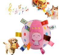 Colorful Squeaky Hanging Dog Training Toy, 6-Inch Soft Stuffed Ball with Cotton Material and Bell Built-in, Squeaky Hanging Dog Toy, Funny Interactive Elasticity Chew Toys (D#)