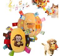 Colorful Squeaky Hanging Dog Training Toy, 6-Inch Soft Stuffed Ball with Cotton Material and Bell Built-in, Squeaky Hanging Dog Toy, Funny Interactive Elasticity Chew Toys (J# *2)