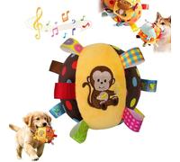 Colorful Squeaky Hanging Dog Training Toy, 6-Inch Soft Stuffed Ball with Cotton Material and Bell Built-in, Squeaky Hanging Dog Toy, Funny Interactive Elasticity Chew Toys (C#)