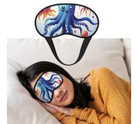 Colorful Squid Octopus Eye Mask for Sleeping Soft Satin Sleep Shade Cover Blindfold with Elastic Strap Travel Nap Blackout Eye Shade Cover for Women Men