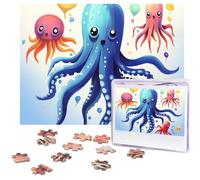 Colorful Squid Octopus Puzzles 500 Pieces Personalized Jigsaw Puzzles Wooden Photo Puzzle for Adults Family Picture Puzzle Gifts for Wedding Birthday Valentine's Day Gifts 20.4" x 15"