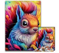 Colorful Squirrel 1000-Piece Jigsaw Puzzle Challenging Puzzles Interactive Family Game, Brain Challenge, Educational Toy 26X38CM/10.23x14.96inch