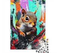 Colorful Squirrel Art Print-1 Jigsaw Puzzles Puzzles for Adults Kids. 1000 Pieces Impossible Challenge Toy Educational Games Home Decoration for Educational Games Gifts 70x50cm/1000pcs
