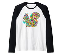 Colorful Squirrel Mandala Raglan Baseball Tee