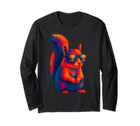 Colorful Squirrel with Sunglasses Artistic Wildlife Animal Long Sleeve T-Shirt