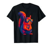Colorful Squirrel with Sunglasses Artistic Wildlife Animal T-Shirt