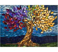 Colorful Stained Glass Crimson Indigo Amber Shards Creative Fun Jigsaw Puzzle for Adults Challenging Traditional Puzzle Perfect for Family Nights Game_300pcs
