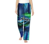 Colorful Stained Glass Crocodile Print Women’s Pajama Pants Lounge Pants Soft Sleepwear