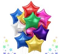 Colorful Star Foil Balloons, 18 Inch 14 Pcs Color Mixed Pentagram Shape Party Decorations for Birthday Baby Shower Rainbow Party Supplies