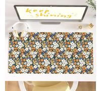 Colorful Star Large Mouse Pad, Floral Desk Mat Office Supplies, Waterproof Faux Leather Big Gaming Mousepad for Women Girls, Ditsy Wild Flowers Desk Pad Home Office Décor Accessories 31.5" x 15.7"