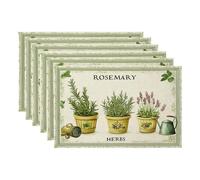 Colorful Star Modern Table Fabric Placemats Set of 6, Durable, Stain-Resistant, Machine Washable & Reusable, Perfect for Parties, Holiday Decor and Everyday Use, 45x30cm, Fragrant Potted Plants