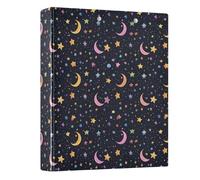 Colorful Star Moon 3 Ring Binder 1.5 Inch Round Ring Binder View Binder Holds 200 Documents for Home School Office Use