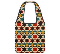 Colorful Star of David Art Abstract Pattern Canvas Tote Bag for Women, Medium Reusable Grocery Totes Washable and Eco-friendly