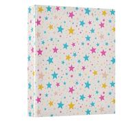 Colorful Star Pattern 3 Ring Binder 1.5 Inch Round Ring Binder View Binder Holds 200 Documents for Home School Office Use