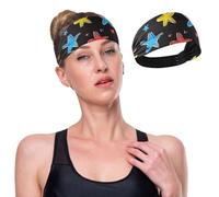 Colorful Star Pattern Wide Headbands for Women Non Slip Soft Elastic Hair Bands Yoga Running Sports Workout Gym Head Wraps, African Turbans Bandana