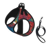 Colorful Star Print Harness Leash Set For Cat And Small Dog, Adjustable, Reflective, And Escape-Proof Vest With Soft Breathable Mesh Lining