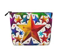 Colorful Star Printed Travel Makeup Bag Imitation Linen Cosmetic Bags Waterproof Cosmetic Case Organizer for Women
