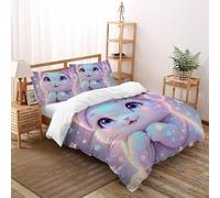 Colorful Star Rabbit Bed Set Art Duvet Cover Set 3 Pieces Hypoallergenic Microfiber for Kids Boys Girls Teens with Zipper Closure Super King(260x220cm)