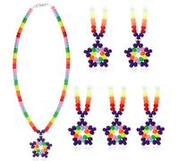 Colorful Star Rave Kandi Necklace Stretch Y2K Beaded Necklaces Plastic Charm with Lobster Clasp Rave Jewelry EDM Party Favor for Women Friends Music Party Festival Rave Costume Y2K, Stretch, Plastic