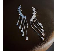 colorful star rhinestone inlaid tassel long earrings wedding jewelry birthday gift