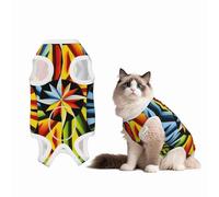 Colorful Starburst Dog Surgery Suit Recovery Suit, 100% Cotton Breathable Full Body Dog & Cat Surgical Suit with Cute Prints, Alternative to Cone for Spay Neuter Wound Care, Male & Female Pets Large