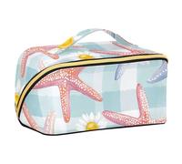 Colorful Starfish Buffalo Plaid Daisy Egg Easter Designed Cosmetic Bags with dividers Waterproof Travel Bags For Women Vertical Free-Standing