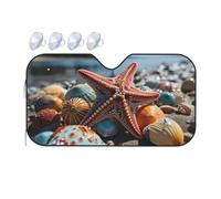 Colorful Starfish on The Beach Car Windshield Sun Shade Foldable Car Sun Shade Front Windshield Sunshade Windshield Cover Reflective Sun Visor Keep Your Vehicle Cool for Most Sedans SUV Truck