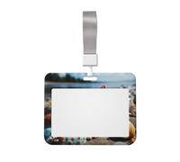 Colorful Starfish on The Beach ID Badge Holder with Lanyard ID Card Holders Waterproof Plastic Name Card Case Sliding ID Protector Pouch Name Tag Holders for Office Work Business