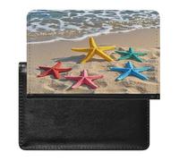 Colorful Starfish on The Beach Passport Holder Passport Cover Protector Essentials with Credit Card Slots for Women Men