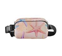 Colorful Starfish Rose Gold Fashion Fanny Pack Waist Bag for Women Men Large Capacity Bum Belt Bag with Adjustable Strap for Cycling Hiking Gym