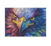 Colorful Starry Sky Bald Eagle Close Up 300 Piece Complete DIY Jigsaw Puzzle Animal Pet Collectors Mind Relaxation Educational Decorative Puzzle Gifts for Adults Wooden Cardboard 300 PCS