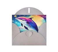 Colorful Starry Sky Dolphin Print Greeting Cards With Envelopes,Holiday,Birthday,Wedding,And All Occasions