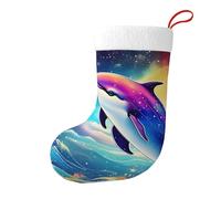 Colorful Starry Sky Ocean Dolphin Christmas Stocking, Candy Gift Bags, Hanging Stocking Ornament, Christmas Decorations