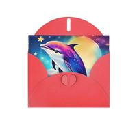 Colorful Starry Sky Ocean Dolphin Print Greeting card Blank card with envelope,Unique Designs for Festivals Invitations