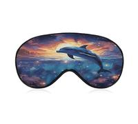 Colorful Starry Sky Ocean Dolphin Sleep Mask Eye Mask for Sleeping Breathable Blackout Sleeping Masks with Adjustable Strap Soft Eye Cover Comfortable Blindfold Eyeshade for Night Sleeping Travel Nap