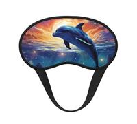 Colorful Starry Sky Ocean Dolphin Sleep Mask for Side Sleeper Soft Breathable Sleeping Eye Mask Blackout Silk Eye Sleep Shade Cover with Elastic Strap Night Blindfold for Women Men Travel Nap
