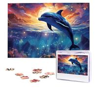 Colorful Starry Sky Ocean Dolphin Wooden Puzzles 1000 Pieces Personalized Jigsaw Puzzle For Adults Interesting Custom Photo Puzzles Gift For Holiday Birthday Wedding Anniversay