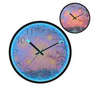 Colorful Starry Sky over The River Night Light Wall Clock LED Wall Clocks Silent Battery-Operated Glow in The Dark Large Digital Display for Bedroom Living Room Kitchen, 12 Inch