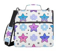 Colorful Stars 1.5-Inch 3-Rings Binder Zipper with Handle and Removable Shoulder Strap Includes Zip Pocket Document Binder Organizer for School and Office