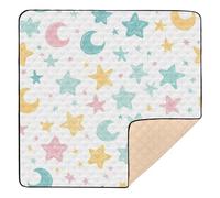 Colorful Stars and Moons Large Stylish mat for Baby to Play on Floor for Indoor Outdoor Portable Foldable Newborns Kicking Mat for Baby Kids Toddlers Infants, 50'' x 50''